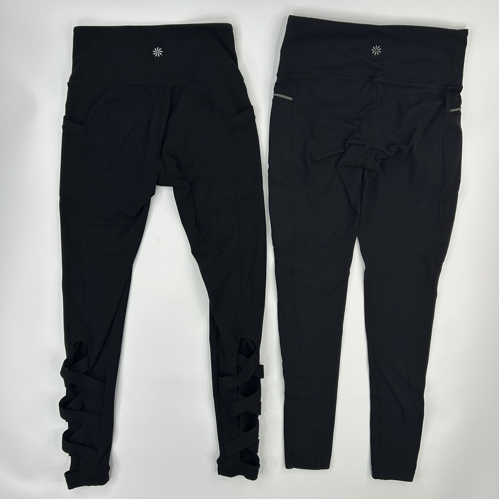 Athleta Womens XS Leggings Black Lot 2 Sly Drifter Moto, Criss Cross Chaturanga - Picture 4 of 11